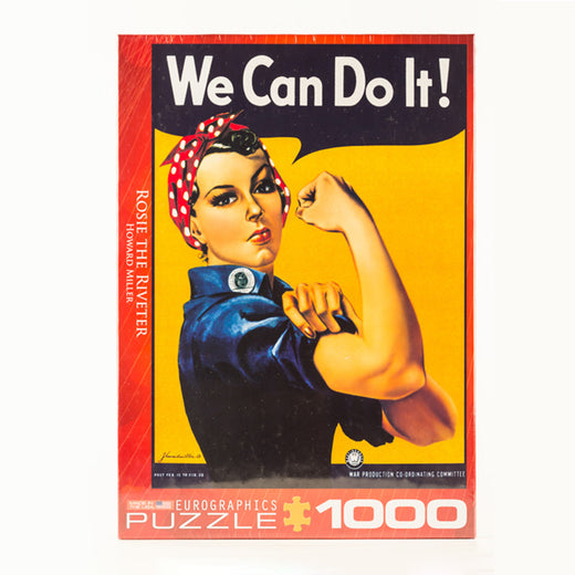 Boîte de casse-tête avec l’image de Rosie la Riveteuse et une bulle de texte qui dit, en anglais, « We Can Do It! »