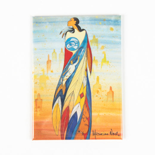 Aimant décoré d’une œuvre d’art représentant une femme autochtone