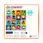 Arrière de la boîte du casse-tête qui met en vedette des femmes importantes de l’histoire. Sur la boîte, on peut lire « Little Feminist ».